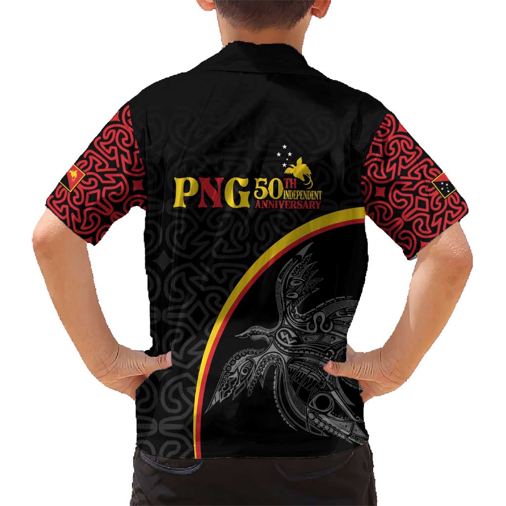 Papua New Guinea 50th Independence Day Family Matching Short Sleeve Bodycon Dress and Hawaiian Shirt Simple Oro Tapa Pattern LT9 - Polynesian Pride