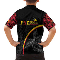 Papua New Guinea 50th Independence Day Family Matching Short Sleeve Bodycon Dress and Hawaiian Shirt Simple Oro Tapa Pattern LT9 - Polynesian Pride