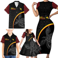 Papua New Guinea 50th Independence Day Family Matching Short Sleeve Bodycon Dress and Hawaiian Shirt Simple Oro Tapa Pattern LT9 - Polynesian Pride