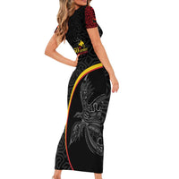 Papua New Guinea 50th Independence Day Family Matching Short Sleeve Bodycon Dress and Hawaiian Shirt Simple Oro Tapa Pattern LT9 - Polynesian Pride
