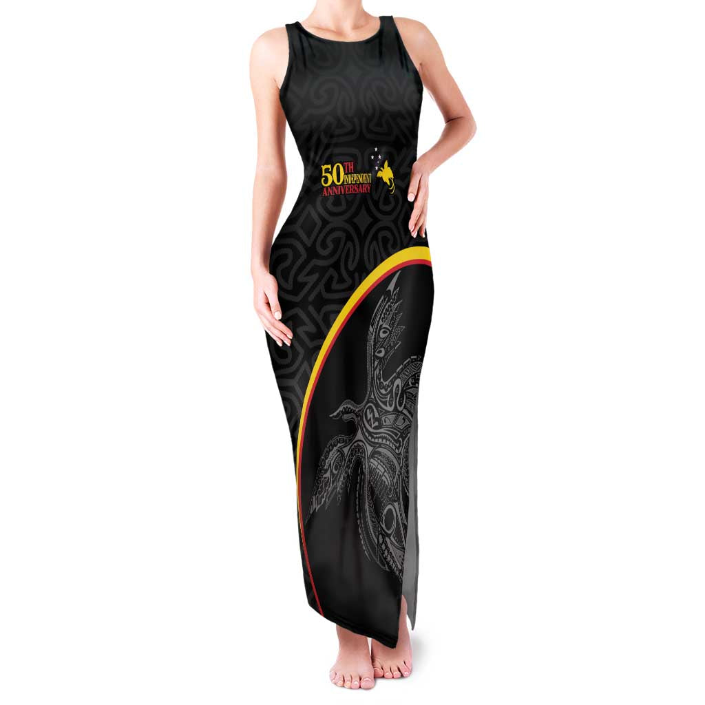 Papua New Guinea 50th Independence Day Family Matching Tank Maxi Dress and Hawaiian Shirt Simple Oro Tapa Pattern - Polynesian Pride