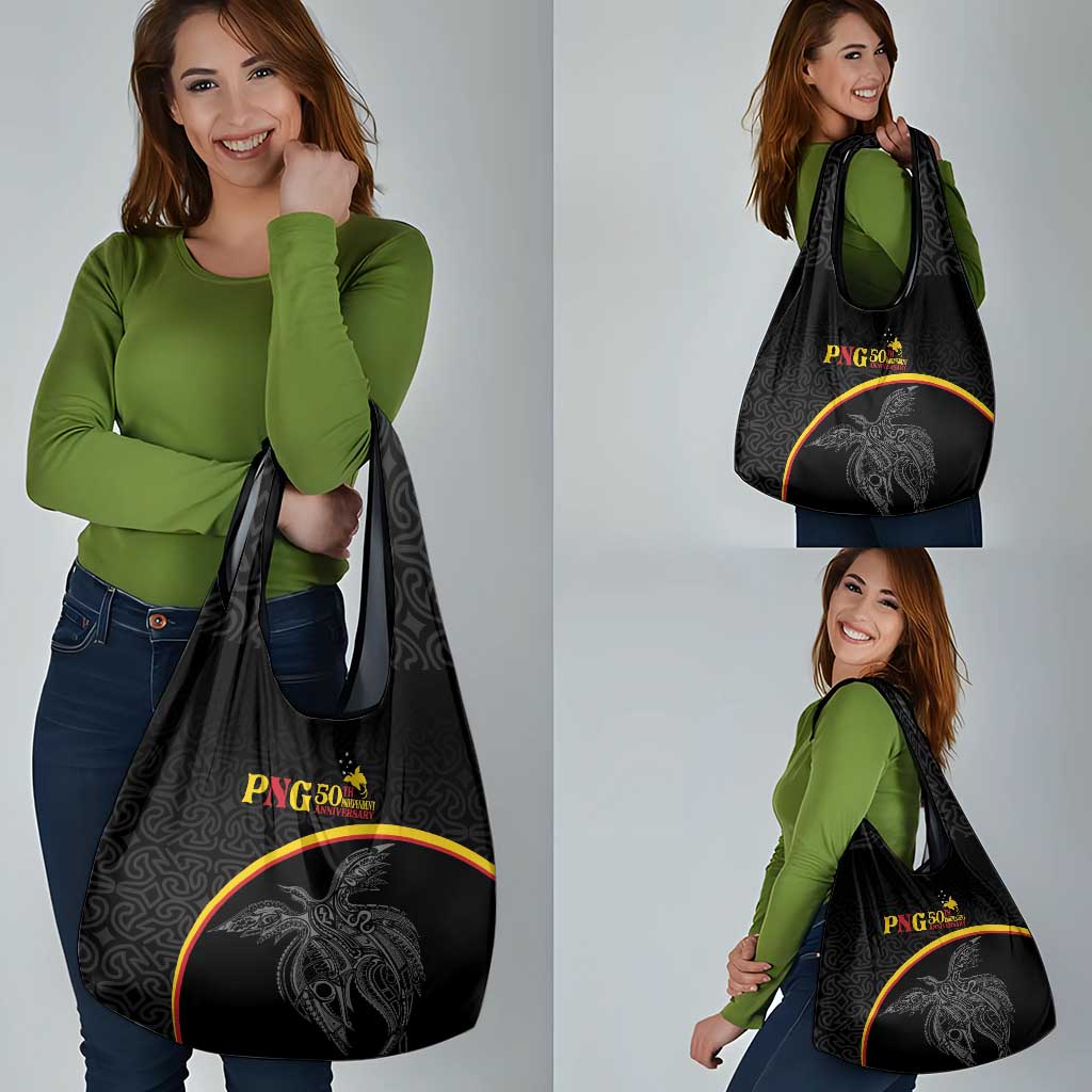 Papua New Guinea 50th Independence Day Grocery Bag Simple Oro Tapa Pattern - Polynesian Pride