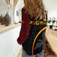 Papua New Guinea 50th Independence Day Women Casual Shirt Simple Oro Tapa Pattern LT9 - Polynesian Pride