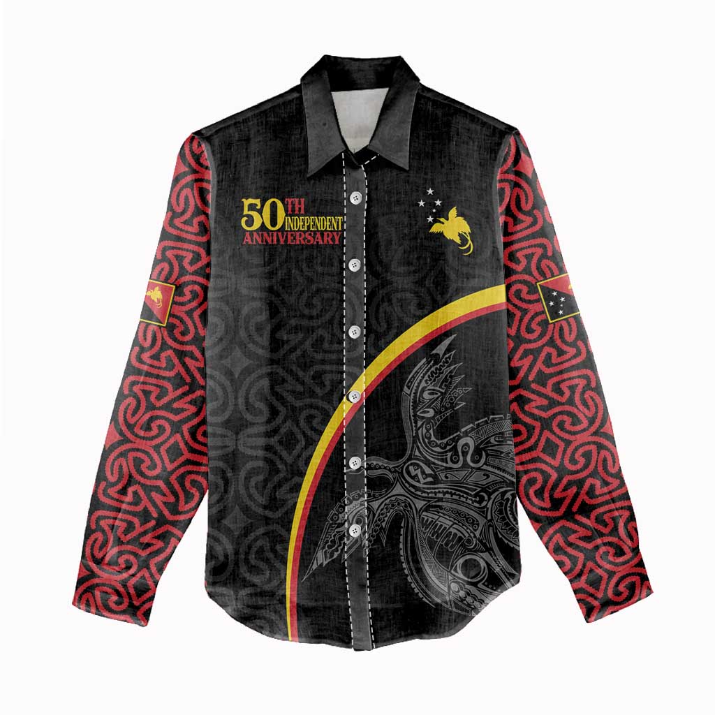 Papua New Guinea 50th Independence Day Women Casual Shirt Simple Oro Tapa Pattern LT9 - Polynesian Pride