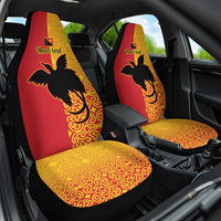Papua New Guinea Oro Tapa Personalised Car Seat Cover Simple Bird of Paradise Style LT9 One Size Red - Polynesian Pride
