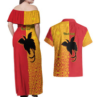 Papua New Guinea Oro Tapa Personalised Couples Matching Off Shoulder Maxi Dress and Hawaiian Shirt Simple Bird of Paradise Style LT9 - Polynesian Pride