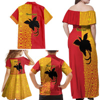 Papua New Guinea Oro Tapa Personalised Family Matching Off Shoulder Maxi Dress and Hawaiian Shirt Simple Bird of Paradise Style LT9 - Polynesian Pride