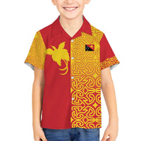 Papua New Guinea Oro Tapa Personalised Family Matching Off Shoulder Maxi Dress and Hawaiian Shirt Simple Bird of Paradise Style LT9 Son's Shirt Red - Polynesian Pride