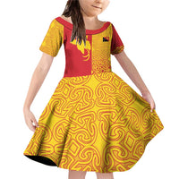 Papua New Guinea Oro Tapa Personalised Family Matching Off Shoulder Short Dress and Hawaiian Shirt Simple Bird of Paradise Style LT9 Daughter's Dress Red - Polynesian Pride