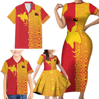 Papua New Guinea Oro Tapa Personalised Family Matching Short Sleeve Bodycon Dress and Hawaiian Shirt Simple Bird of Paradise Style LT9 - Polynesian Pride
