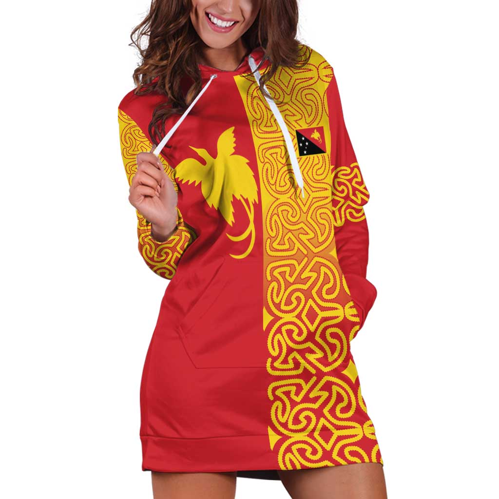 Papua New Guinea Oro Tapa Personalised Hoodie Dress Simple Bird of Paradise Style LT9 Red - Polynesian Pride