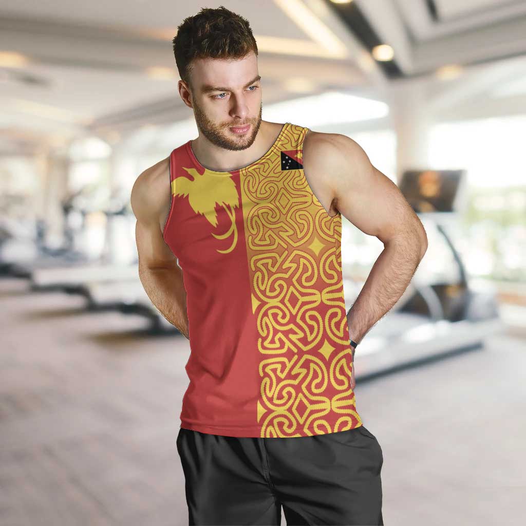 Papua New Guinea Oro Tapa Personalised Men Tank Top Simple Bird of Paradise Style - Polynesian Pride