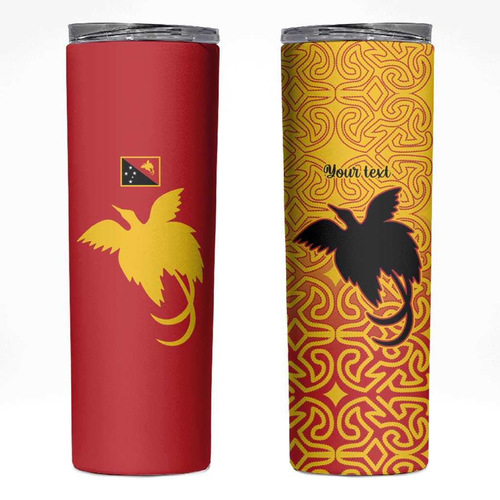 Papua New Guinea Oro Tapa Personalised Skinny Tumbler Simple Bird of Paradise Style LT9 Red - Polynesian Pride