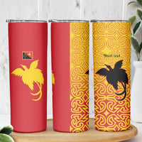 Papua New Guinea Oro Tapa Personalised Skinny Tumbler Simple Bird of Paradise Style LT9 - Polynesian Pride