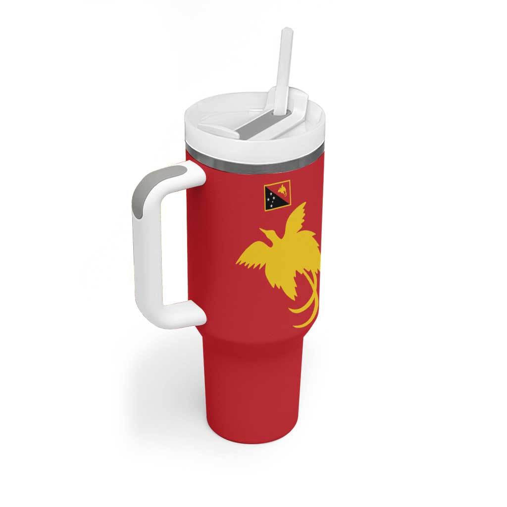 Papua New Guinea Oro Tapa Personalised Tumbler With Handle Simple Bird of Paradise Style - Polynesian Pride