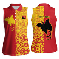 Papua New Guinea Oro Tapa Personalised Women Sleeveless Polo Shirt Simple Bird of Paradise Style LT9 - Polynesian Pride