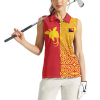 Papua New Guinea Oro Tapa Personalised Women Sleeveless Polo Shirt Simple Bird of Paradise Style LT9 - Polynesian Pride