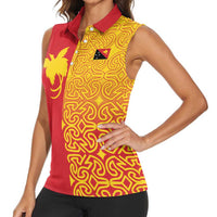 Papua New Guinea Oro Tapa Personalised Women Sleeveless Polo Shirt Simple Bird of Paradise Style LT9 - Polynesian Pride