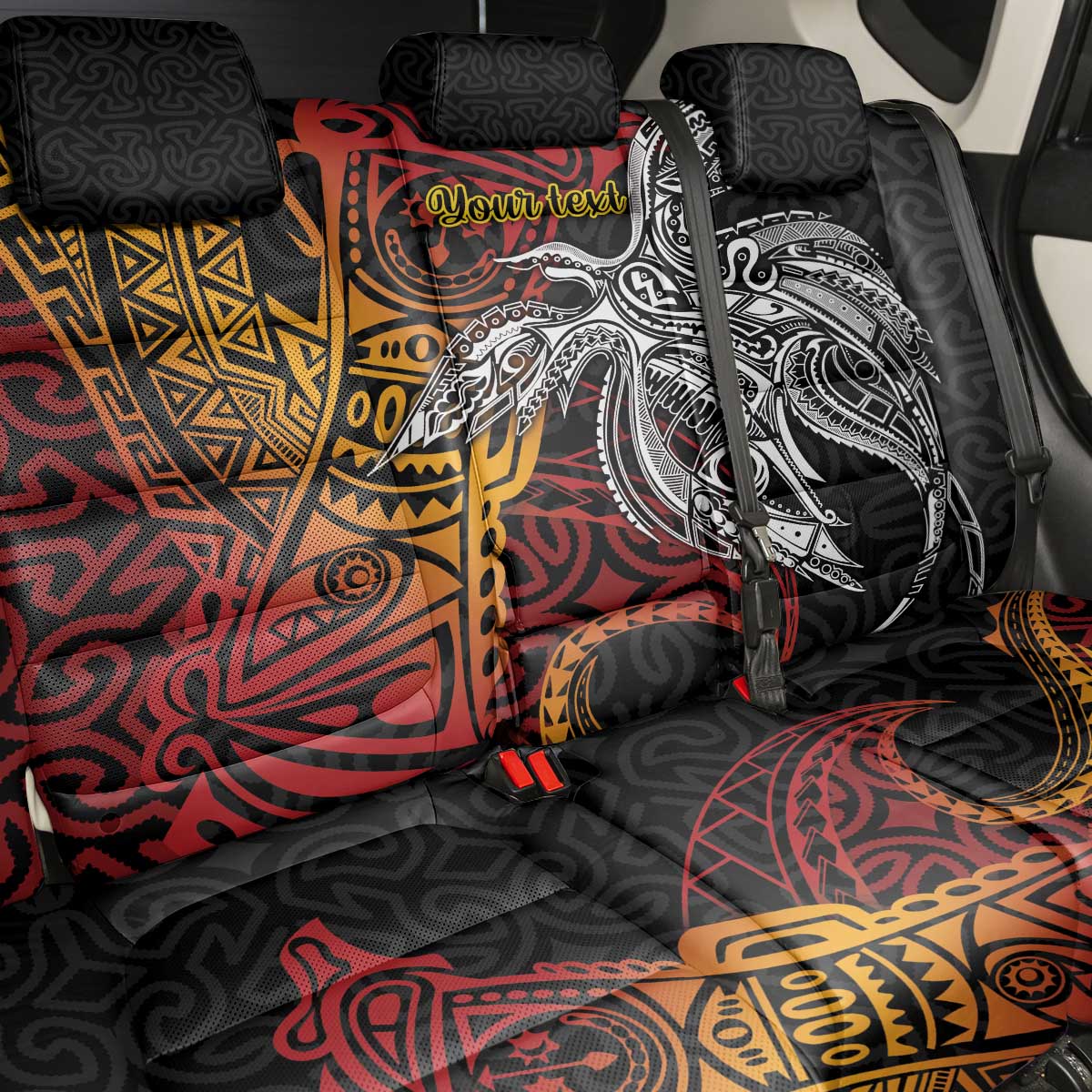 Papua New Guinea Sepik Personalised Back Car Seat Cover PNG Bird of Paradise Tattoo LT9 - Polynesian Pride
