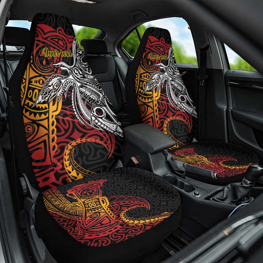 Papua New Guinea Sepik Personalised Car Seat Cover PNG Bird of Paradise Tattoo LT9 One Size Black - Polynesian Pride