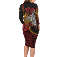Papua New Guinea Sepik Personalised Family Matching Long Sleeve Bodycon Dress and Hawaiian Shirt PNG Bird of Paradise Tattoo LT9 - Polynesian Pride