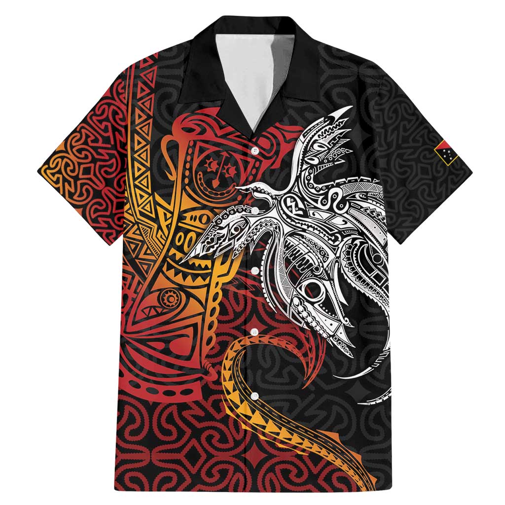 Papua New Guinea Sepik Personalised Family Matching Mermaid Dress and Hawaiian Shirt PNG Bird of Paradise Tattoo LT9 Dad's Shirt - Short Sleeve Black - Polynesian Pride