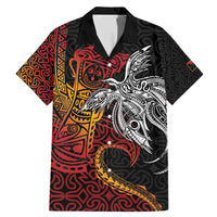 Papua New Guinea Sepik Personalised Family Matching Mermaid Dress and Hawaiian Shirt PNG Bird of Paradise Tattoo LT9 Dad's Shirt - Short Sleeve Black - Polynesian Pride