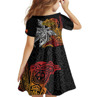 Papua New Guinea Sepik Personalised Family Matching Off Shoulder Maxi Dress and Hawaiian Shirt PNG Bird of Paradise Tattoo LT9 - Polynesian Pride