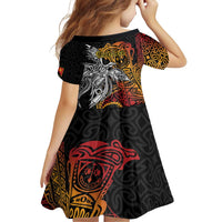 Papua New Guinea Sepik Personalised Family Matching Off Shoulder Short Dress and Hawaiian Shirt PNG Bird of Paradise Tattoo LT9 - Polynesian Pride