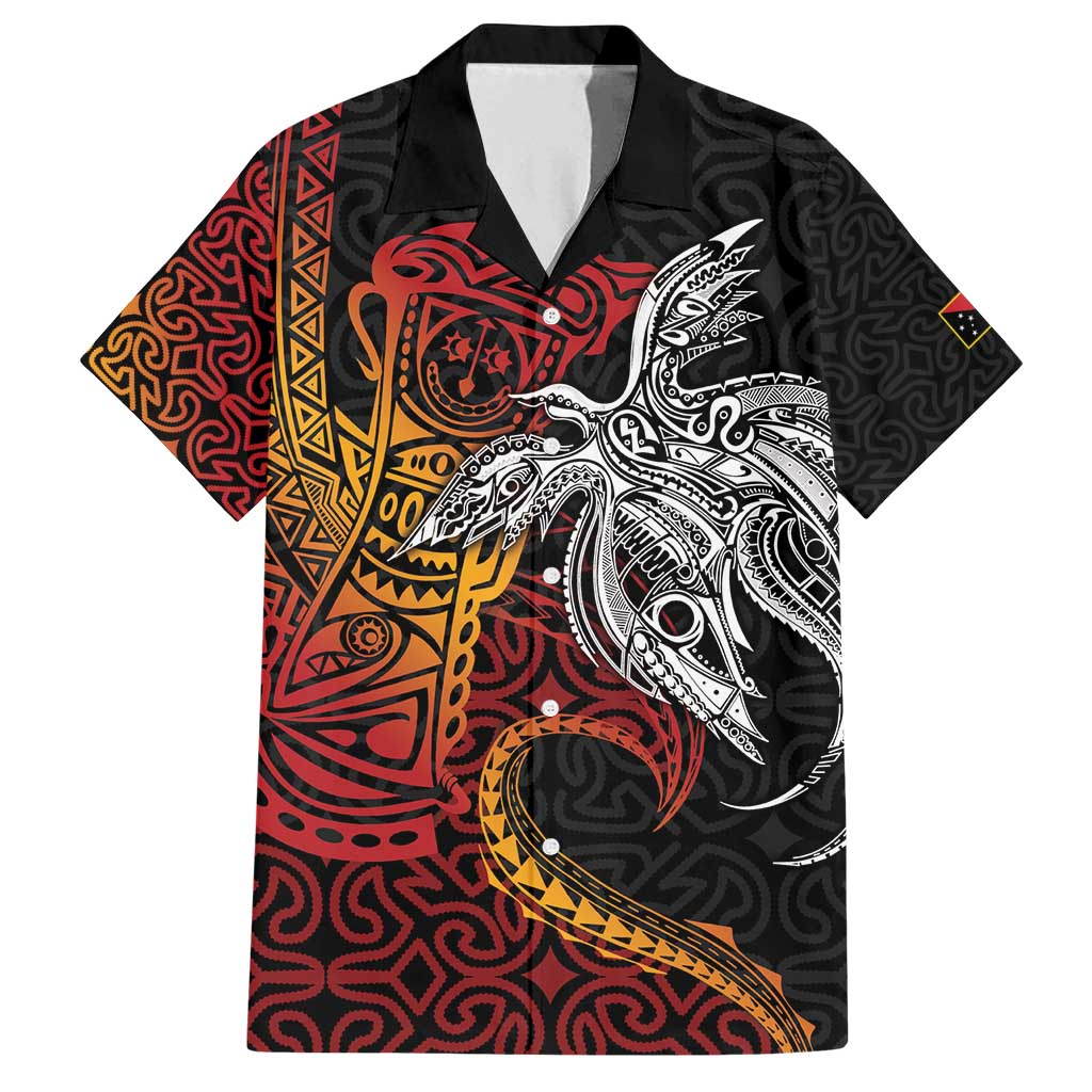 Papua New Guinea Sepik Personalised Family Matching Off Shoulder Short Dress and Hawaiian Shirt PNG Bird of Paradise Tattoo LT9 Dad's Shirt - Short Sleeve Black - Polynesian Pride