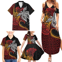 Papua New Guinea Sepik Personalised Family Matching Summer Maxi Dress and Hawaiian Shirt PNG Bird of Paradise Tattoo LT9 - Polynesian Pride