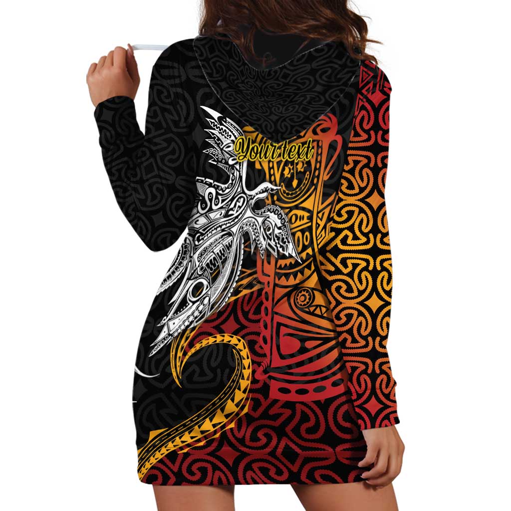 Papua New Guinea Sepik Personalised Hoodie Dress PNG Bird of Paradise Tattoo LT9 - Polynesian Pride