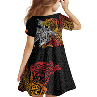 Papua New Guinea Sepik Personalised Kid Short Sleeve Dress PNG Bird of Paradise Tattoo LT9 - Polynesian Pride