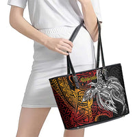 Papua New Guinea Sepik Personalised Leather Tote Bag PNG Bird of Paradise Tattoo LT9 - Polynesian Pride