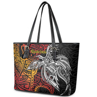 Papua New Guinea Sepik Personalised Leather Tote Bag PNG Bird of Paradise Tattoo LT9 - Polynesian Pride
