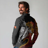 Papua New Guinea Sepik Personalised Long Sleeve Polo Shirt PNG Bird of Paradise Tattoo LT9 - Polynesian Pride