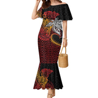 Papua New Guinea Sepik Personalised Mermaid Dress PNG Bird of Paradise Tattoo LT9 Women Black - Polynesian Pride