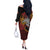 Papua New Guinea Sepik Personalised Off The Shoulder Long Sleeve Dress PNG Bird of Paradise Tattoo - Polynesian Pride