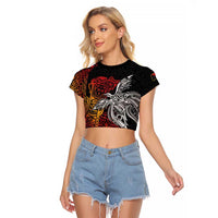 Papua New Guinea Sepik Personalised Raglan Cropped T Shirt PNG Bird of Paradise Tattoo - Polynesian Pride