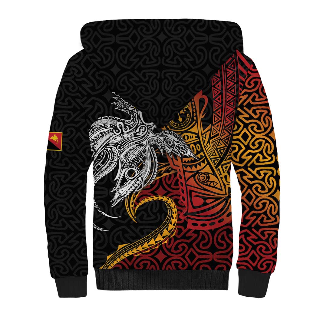Papua New Guinea Sepik Personalised Sherpa Hoodie PNG Bird of Paradise Tattoo LT9 - Polynesian Pride