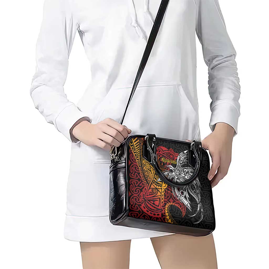 Papua New Guinea Sepik Personalised Shoulder Handbag PNG Bird of Paradise Tattoo - Polynesian Pride