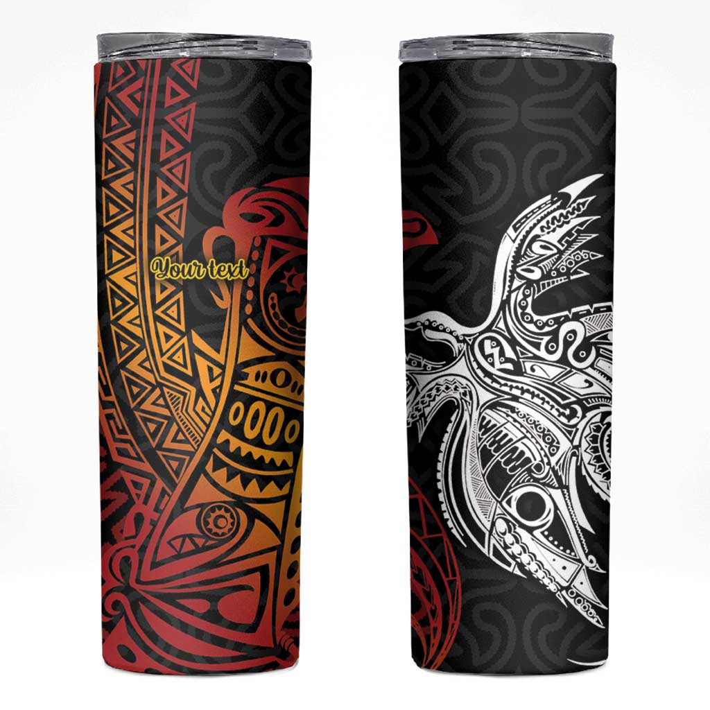 Papua New Guinea Sepik Personalised Skinny Tumbler PNG Bird of Paradise Tattoo LT9 Black - Polynesian Pride