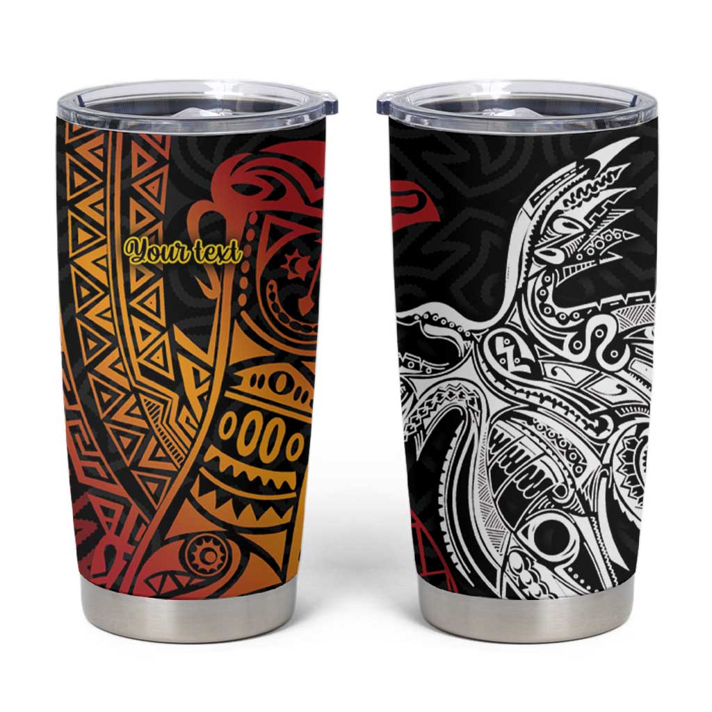 Papua New Guinea Sepik Personalised Tumbler Cup PNG Bird of Paradise Tattoo LT9 Black - Polynesian Pride