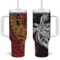 Papua New Guinea Sepik Personalised Tumbler With Handle PNG Bird of Paradise Tattoo LT9 One Size: 40 oz Black - Polynesian Pride