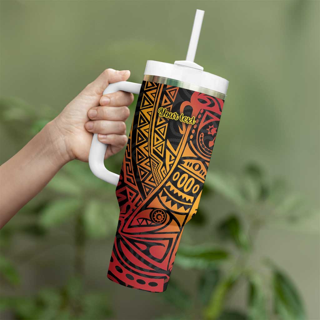 Papua New Guinea Sepik Personalised Tumbler With Handle PNG Bird of Paradise Tattoo LT9 - Polynesian Pride