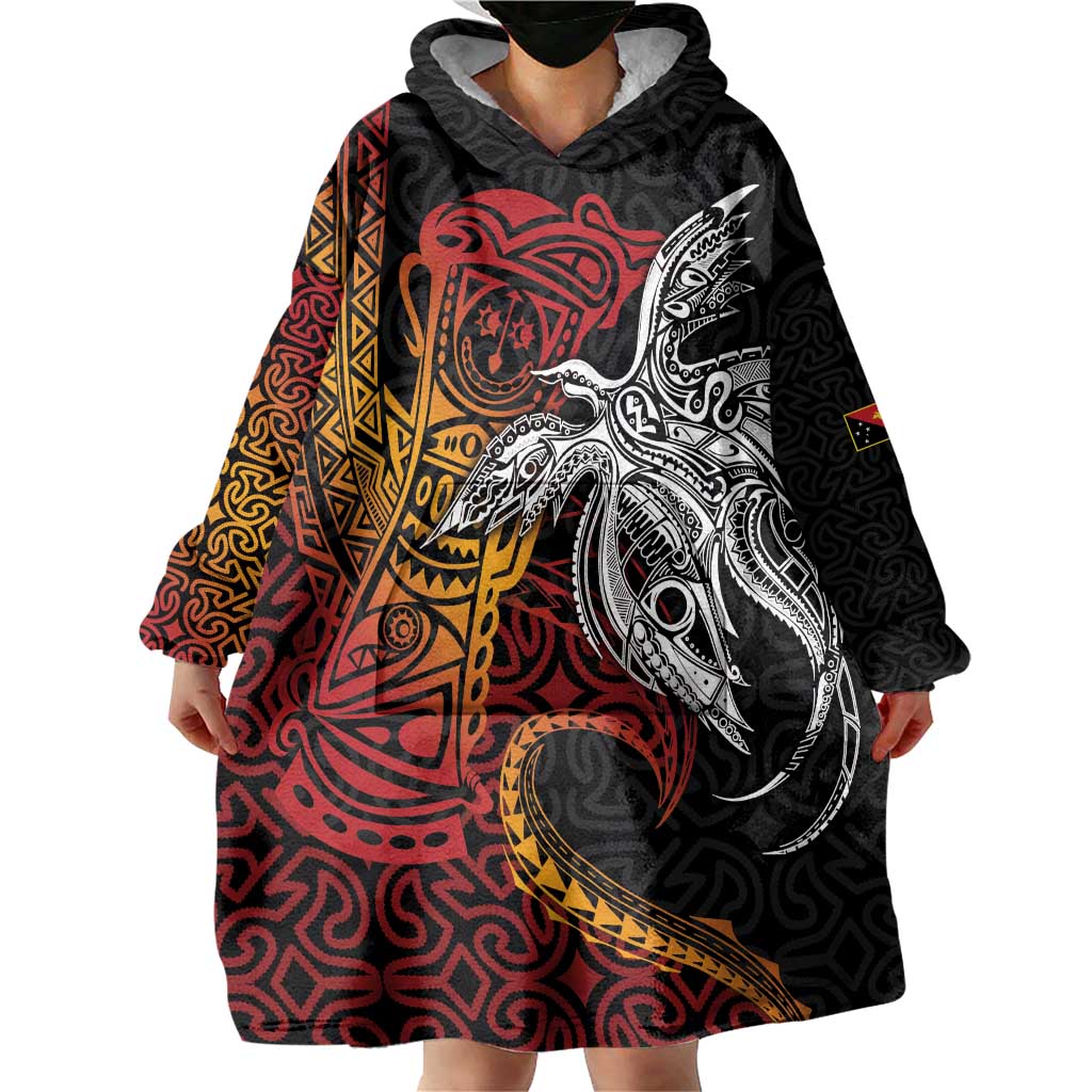 Papua New Guinea Sepik Personalised Wearable Blanket Hoodie PNG Bird of Paradise Tattoo LT9 - Polynesian Pride