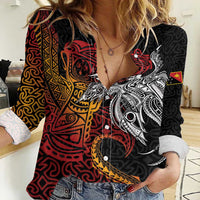 Papua New Guinea Sepik Personalised Women Casual Shirt PNG Bird of Paradise Tattoo LT9 Female Black - Polynesian Pride