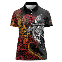Papua New Guinea Sepik Personalised Women Polo Shirt PNG Bird of Paradise Tattoo LT9 Female Black - Polynesian Pride