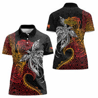 Papua New Guinea Sepik Personalised Women Polo Shirt PNG Bird of Paradise Tattoo LT9 - Polynesian Pride