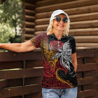 Papua New Guinea Sepik Personalised Women Polo Shirt PNG Bird of Paradise Tattoo LT9 - Polynesian Pride